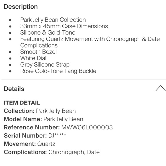 Michelle Park Jelly Bean watch EUC purchased from TRR - Picture 5 of 11